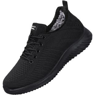 老北京布鞋男士加绒保暖爸爸棉鞋软底久站不累上班黑色防滑工作鞋