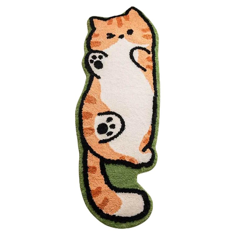 可爱猫猫植绒地毯长条卧室地垫
