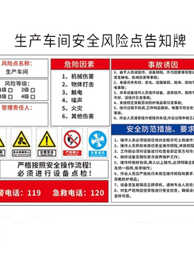 安全风险点告知牌卡机械设备警示