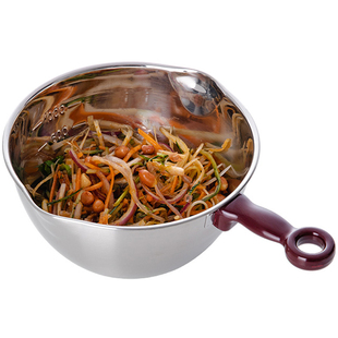 霜山不锈钢凉拌菜专用盆带柄料理碗打蛋盆调馅拌凉菜沙拉备菜碗