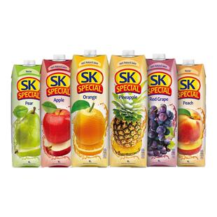 塞浦路斯进口果汁sk菠萝汁橙汁苹果汁葡萄汁梨汁桃汁饮料饮品1L*2