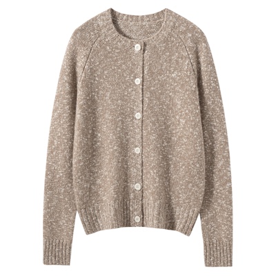 Z.M.R【邓肯大肚纱】软糯山羊绒花纱针织开衫女圆领毛衣外套上衣