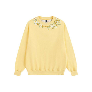 ATRY花卉刺绣卫衣男春季新款美式复古设计感宽松圆领情侣上衣女秋