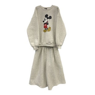 韩系慵懒新款卡通印花卫衣套装女宽松显瘦休闲阔腿裤加绒两件套潮