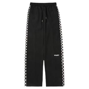 PASET裤子男夏季潮流棋盘格侧边运动格子串标宽松休闲直筒裤ins潮