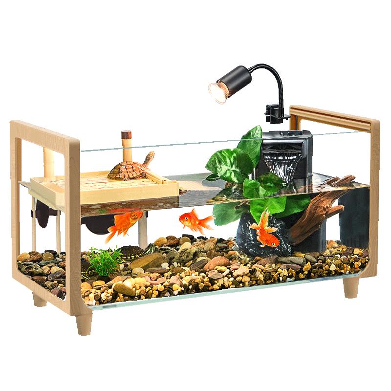 木紋烏龜缸超白玻璃曬臺造景家用飼養(yǎng)缸生態(tài)魚缸大小型魚龜混養(yǎng)缸