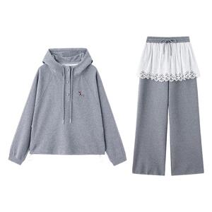 时尚洋气套装女2025春装新款韩版宽松连帽显瘦休闲运动卫衣两件套