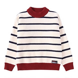 史努比儿童毛衣针织圆领条纹休闲套头针织衫内搭可外穿男女童