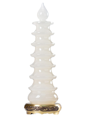 藏钰福天然玉石文昌塔中式摆件