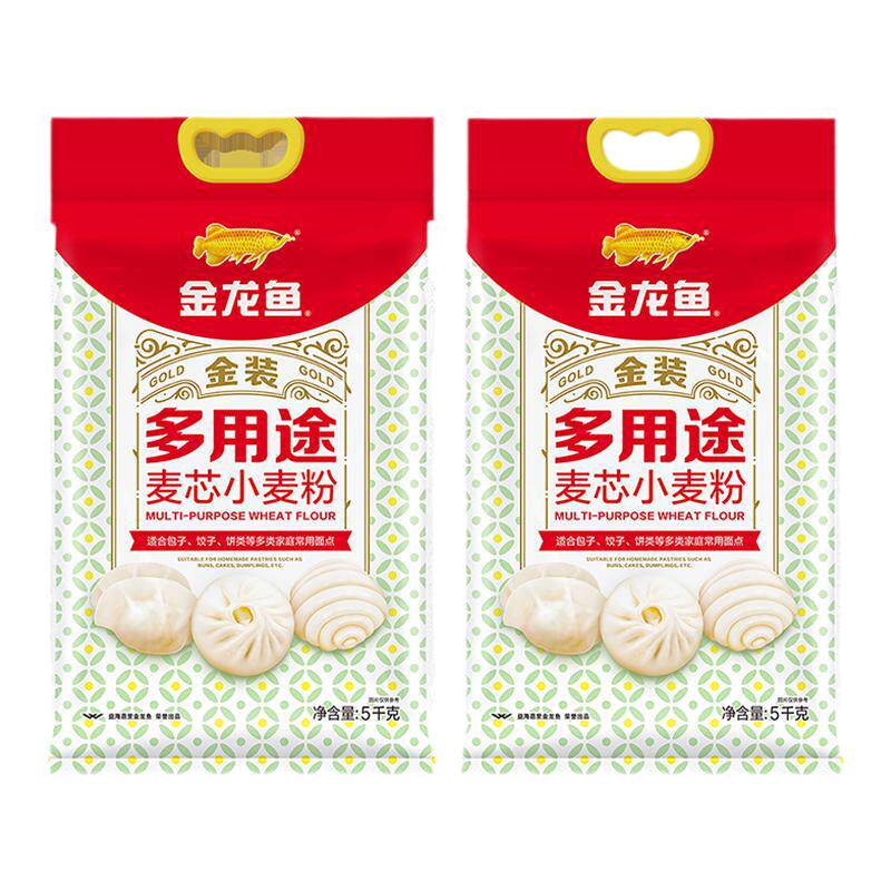 金龙鱼金装多用途麦芯小麦粉5kg*2袋 面粉饺子面条馒头通用小麦粉