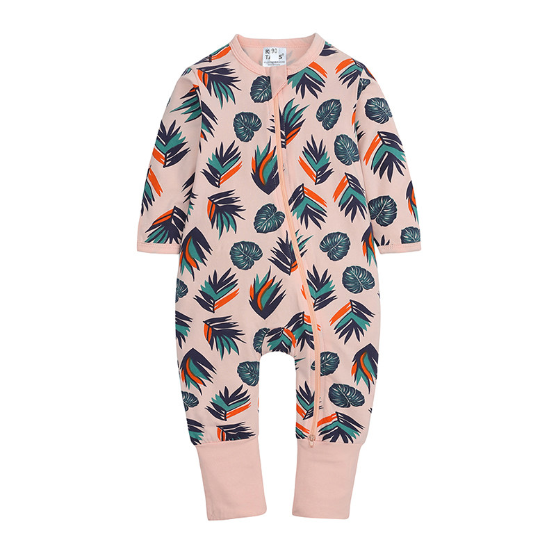 ins婴儿衣服男女宝宝春秋装连体衣秋款包手包脚爬爬服双拉链哈衣