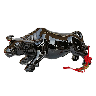 订制陶瓷水牛黄青牛耕牛摆件低头喝水卫生间厨房缺角装饰工艺品