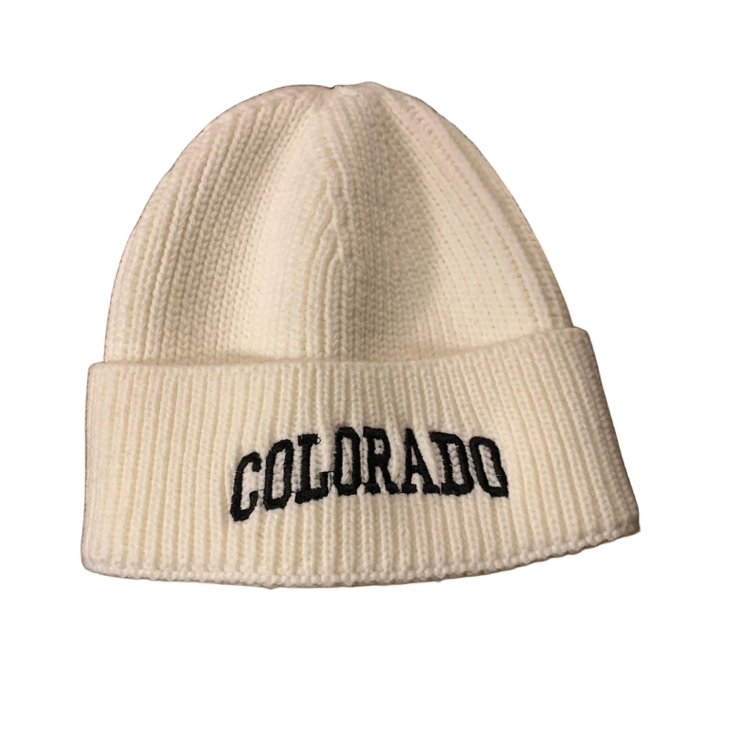 colorado字母刺绣毛线帽保暖加厚