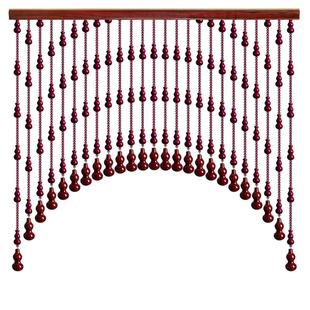 家用桃木葫芦珠帘门帘免打孔安装隔断帘卫生间风水帘水晶遮挡挂帘