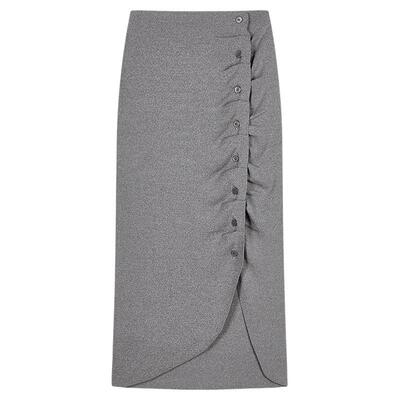 SLY夏季新品优雅性感开衩纽扣衔接修身半身长裙030IAR71-0421