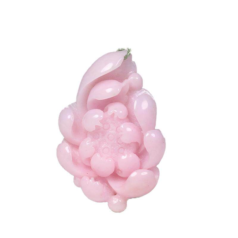 涵韵珠宝南阳独山玉粉红料牡丹花吊坠花开富贵端庄优雅送长辈自戴