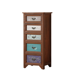 实木夹缝小斗柜厨房冰箱30cm客厅浴室窄柜卫生间抽屉式彩色收纳柜