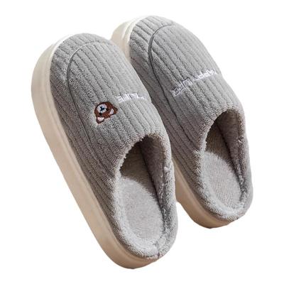 棉拖鞋男士秋冬季室内家居家防滑厚底踩屎感毛毛绒保暖情侣拖鞋女