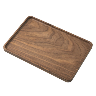 日式黑胡桃木长方形托盘家用果盘茶盘精致点心盘茶室高档实木托盘