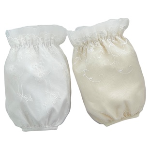 韩版白色羽绒服袖套蕾丝棉卡丝三层护袖工作学习清洁短款袖筒防污