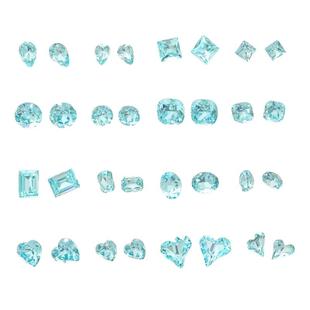 新款K9水晶美甲饰品浅海蓝尖底水晶超闪异形指甲歪心正方直角肥方