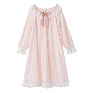 RoseTree女童公主睡裙长袖春秋儿童蕾丝宫廷宝宝女孩亲子冰丝睡衣