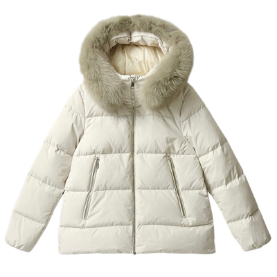 90白鹅绒可拆卸毛领连帽羽绒服