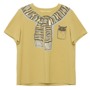 MOVEUP幻走2026夏季新款.FUN系列短款宽松圆领条纹印花短袖T恤女