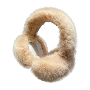 毛茸茸奶黄色毛绒耳罩女2025年秋冬季保暖防寒耳套骑行防风耳捂子