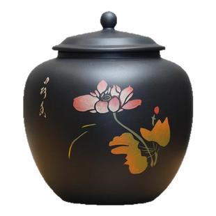 云南建水紫陶茶叶罐小号家用散茶普洱陶瓷密封罐大容量储茶醒茶罐