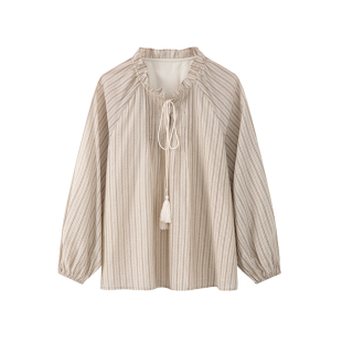 奈格薇儿小个子条纹衬衫2025新款女春秋法式复古小众度假风上衣
