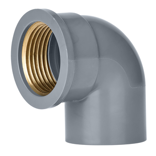 戎生UPVC铜内丝90度弯头浅灰给水PVC管内螺纹直角接头对接器水管