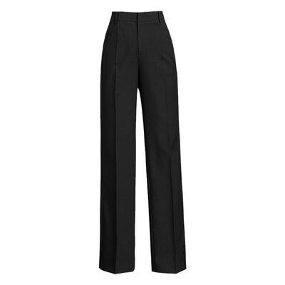 月非雪通勤高腰窄版藏蓝色西装裤