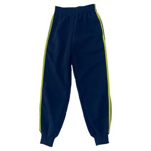 小学生校服裤束脚两道杠荧光绿冬季加绒加厚男女童藏青色黄条裤子