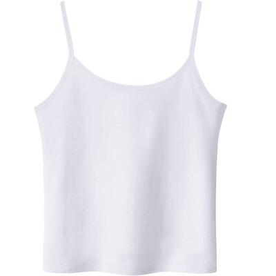 白色修身罗纹棉吊带背心女短款夏