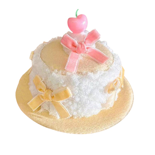 蜡烛可燃~生日蛋糕帽子头饰发夹可爱公主风小礼帽发卡夹子发饰女