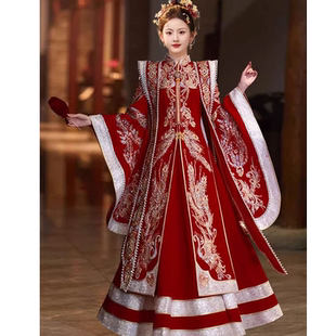 秀禾服新娘秋冬季中式婚服小个子重工出阁高端出嫁汉服丝绒龙凤褂