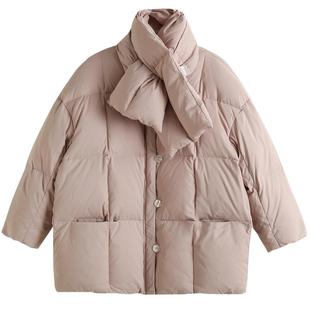 SNIDEL秋冬款时尚围脖鸭绒泡芙羽绒服面包服外套SWFC244307