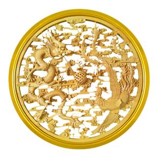 东阳木雕手工雕刻椴木制装饰挂画龙凤呈祥中式国潮墙饰玄关挂屏