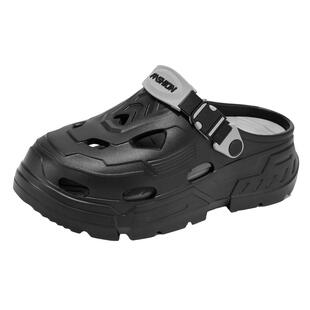 洞洞鞋男款夏季外穿厚底增高踩屎感上班开车两用大码沙滩包头凉拖