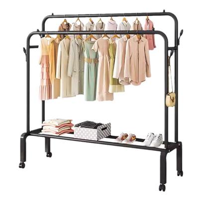 落地双杆式家用晾衣架碳钢材质