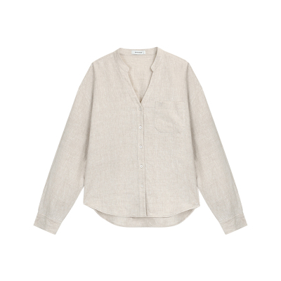 pusumede1OO亚麻衬衫长袖衬衣