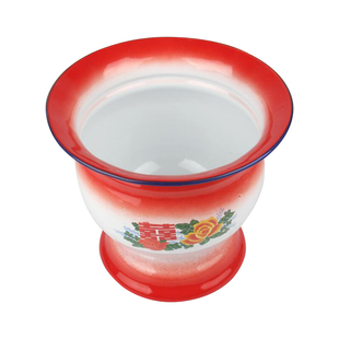 HK华科加厚搪瓷痰盂 矮痰桶 红加白痰盂 小孩搪瓷尿盆老人坐便器