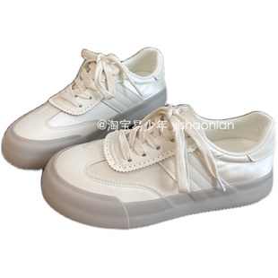 易少年 韩版学生板鞋女ins潮2026春季新款小众透气百搭厚底小白鞋