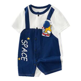 婴儿夏装纯棉短袖连体衣外出哈衣新生儿薄款夏季宝宝可爱衣服超萌