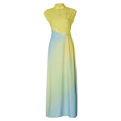 诗意花朵新中式立领旗袍舞蹈服