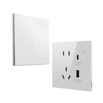 正泰X5S超薄开关插座面板86型亮面墙壁暗装家用五孔16a雅致白