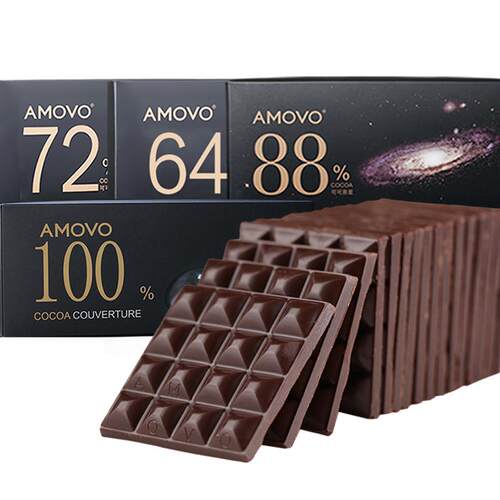 amovo魔吻100%纯可可脂黑巧克力健身零食4盒比利时进口料