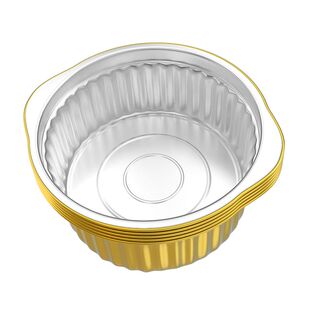 一次性金色锡纸铝箔碗烧烤鱼打包盒带塑料盖加厚密封保温快餐盒