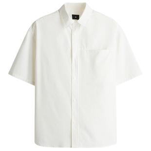 HM男装衬衫春季标准版型通勤宽松短袖翻折领衬衣1271729